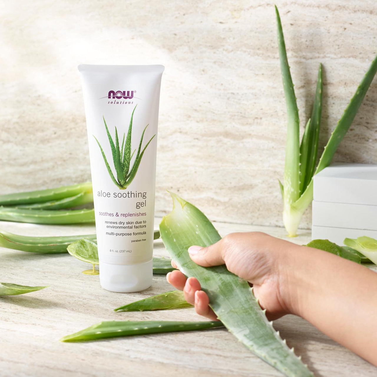 NOW Solutions, Aloe Soothing Gel, Soothing and Replenishing After Sun, Multi-Purpose Formula, 8-Ounce