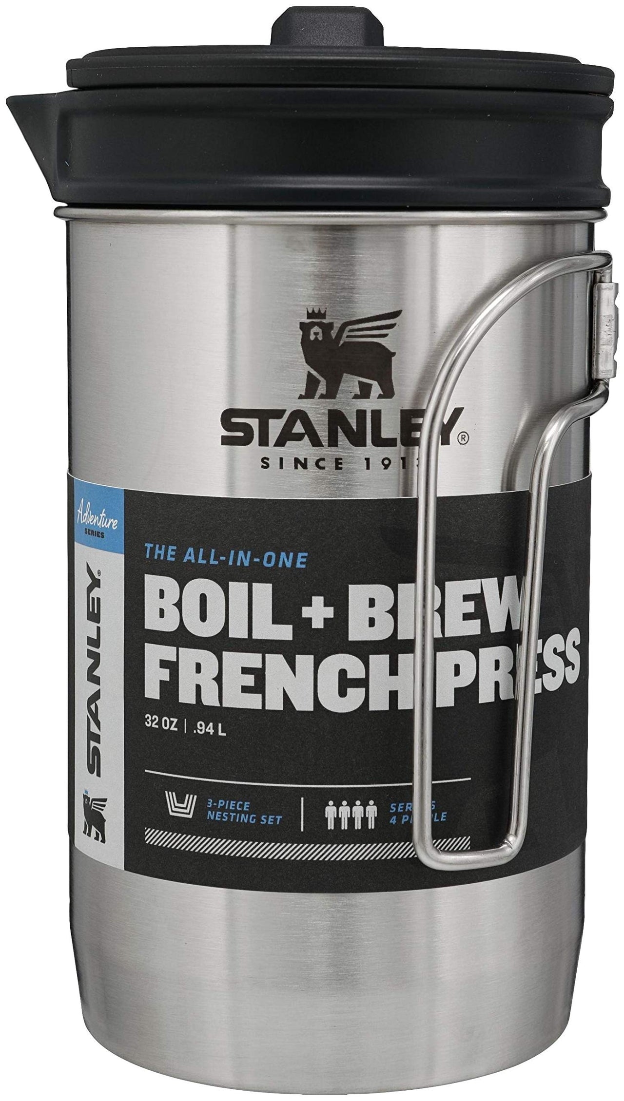 STANLEY All In One French Press Coffee Maker 32 oz | 5 Minute Brew, 4 Hours Hot | Mesh Filter for Coffee Grounds | Insulated Stainless Steel French Press | BPA-Free | Stainless