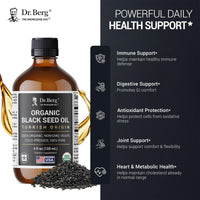 Thumbnail for Dr. Berg Black Seed Oil Organic Cold Pressed – Pure Nigella Sativa Black Cumin Oil – USDA Organic, Halal, Vegan – for Hair, Skin, Immune Support – Unrefined Liquid – 4 oz Glass Bottle