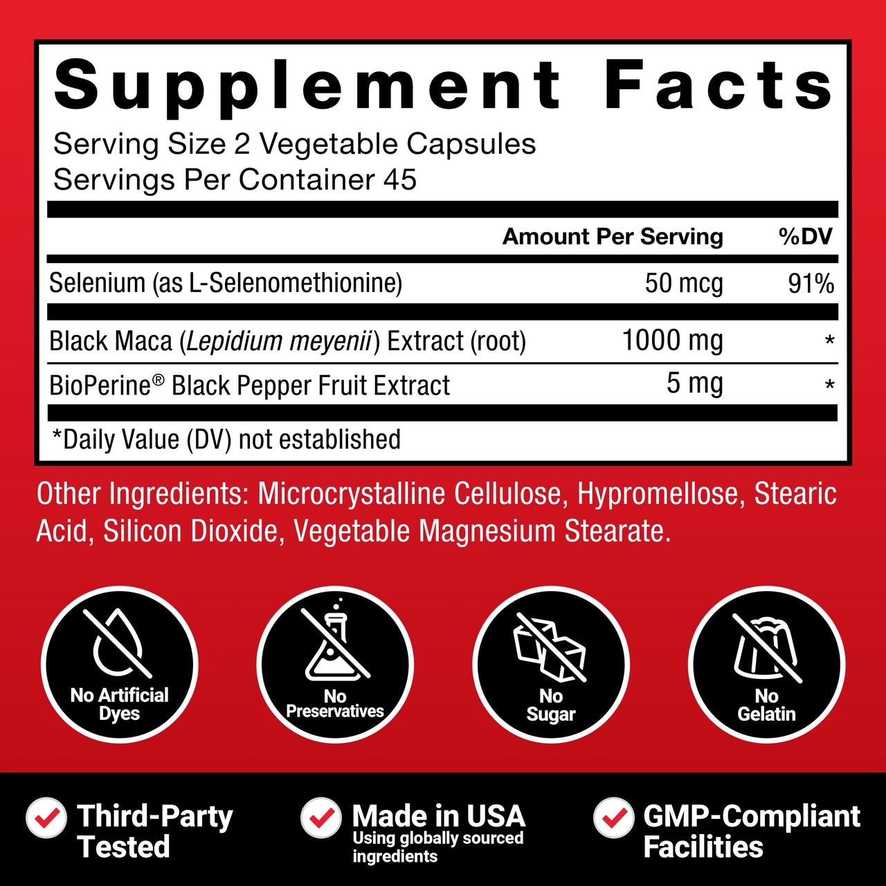 Force Factor Black Maca Root Supplement for Men, 1000mg Maca Negra Extract for Energy, Hormonal Balance & Vitality, Superior Absorption with BioPerine, 90 Capsules