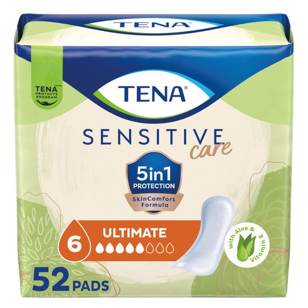 Image 1 of TENA Sensitive Care Incontinence Pads for Women, Bladder Control & Postpartum, Ultimate Absorbency, Regular Length, 52 Count