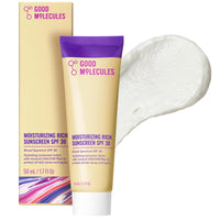 Thumbnail for Good Molecules Moisturizing Rich Sunscreen SPF 30 – Mineral Zinc Oxide Face Sunscreen - Hydrating, Fragrance-Free, No White Cast | Broad Spectrum UVA/UVB Protection - 50 ml / 1.7 fl oz