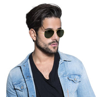 Thumbnail for Ray-Ban RB3025 Classic Aviator Sunglasses, Gold Brown/G-15 Green, 55 mm