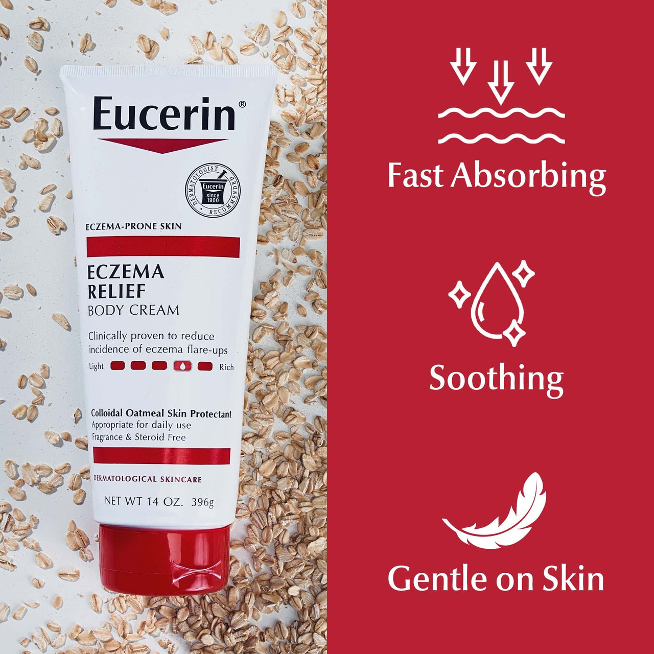 Eucerin Eczema Relief Body Cream, Eczema Cream with Colloidal Oatmeal, Ceramide-3 and Licorice Root Extract, 14 Oz Tube