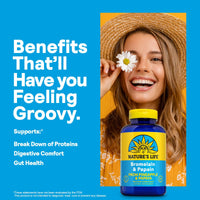 Thumbnail for Nature's Life Bromelain & Papain Proteolytic Enzyme Supplement for Men & Women - From Pineapple & Papaya, Digestive Health Support Veg Caps, Bromelain 250 mg and Papain 250 mg - 250 Capsule CT