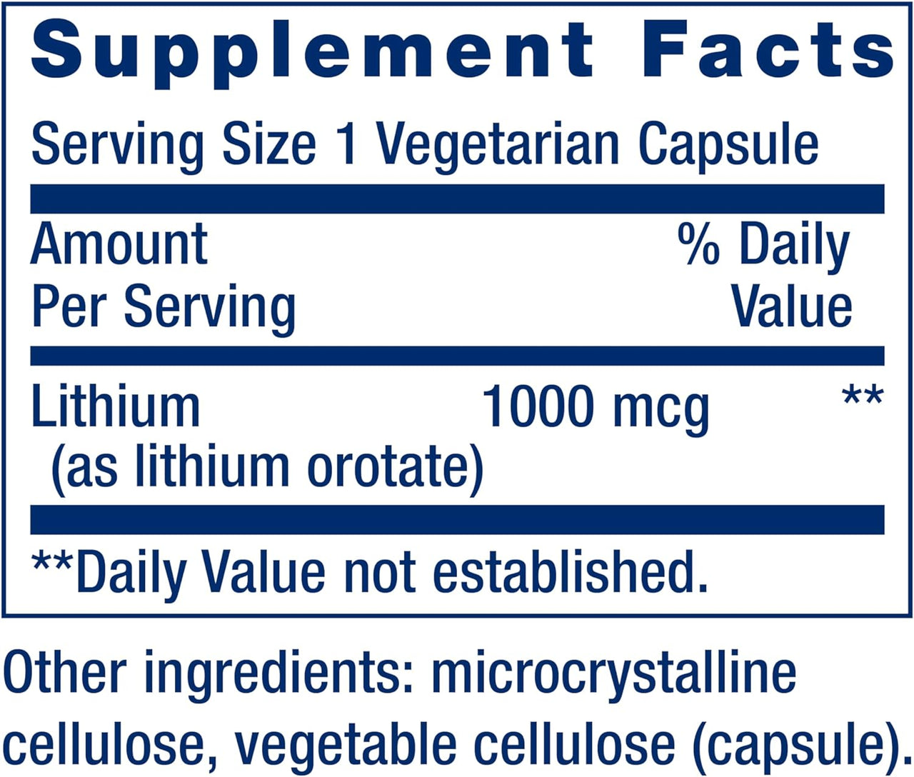 Life Extension Lithium 1000 mcg Veg Capsules