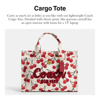 Thumbnail for COACH Womens Cargo Tote Bag with Cherry Print, Chalk Multi, OS