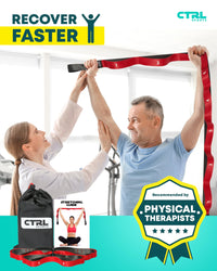 Thumbnail for Stretching Strap with Loops - Non Elastic Stretch Band for Physical Therapy, Yoga Strap for Stretching Equipment, Stretch Bands for Exercise and Flexibility - Fascia, Hamstring and Leg Stretcher Belt