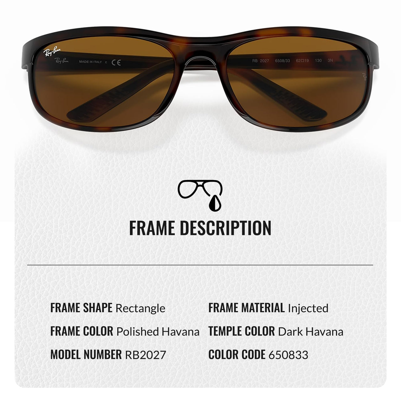 Ray-Ban RB2027 PREDATOR 2 Rectangle Shaped Non-Polarized Sunglasses for Men & Women – Includes Official RAYBAN Eyewear Kit – Ideal Formal & Casual Wear Sunglasses – B-15 Brown Lens