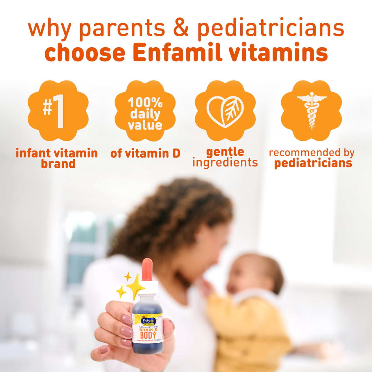 Enfamil Baby Vitamins Enfamil Poly-Vi-Sol 8 Multi-Vitamins & Iron Supplement Drops for Infants & Toddlers, Supports Growth & Development, 50 mL Dropper Bottle