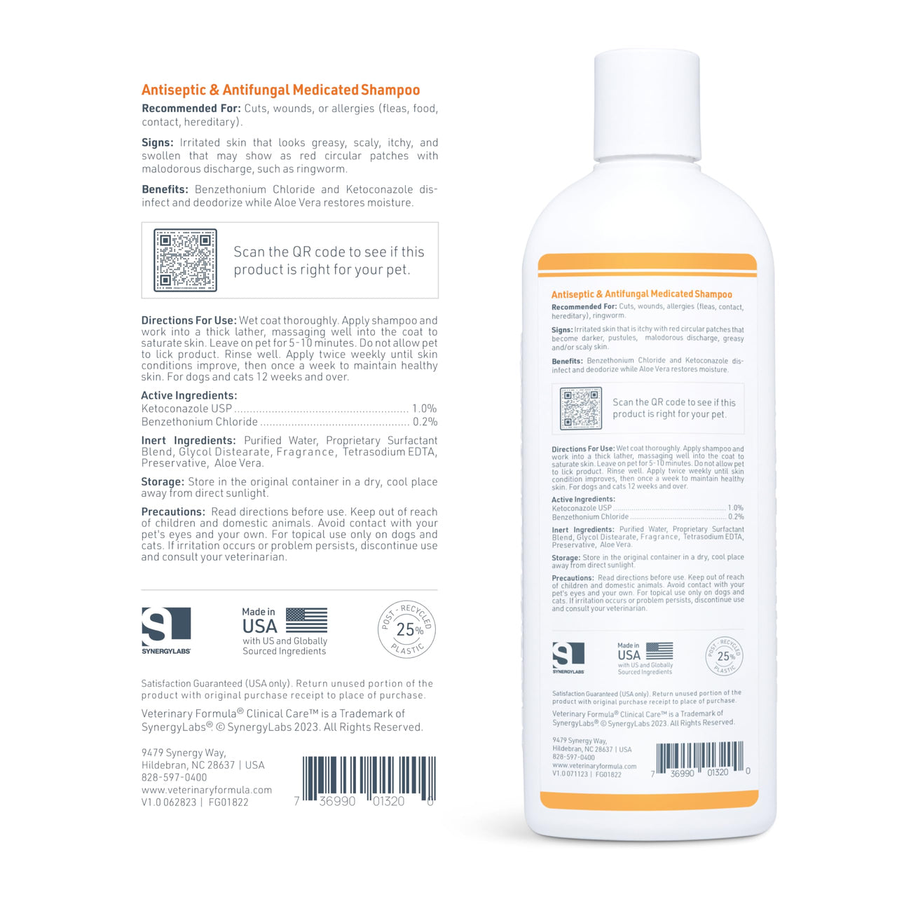 Veterinary Formula Clinical Care Antiseptic and Antifungal Medicated Shampoo for Dogs & Cats, 16 Fl Oz – Helps Alleviate Scaly, Greasy, red Skin – Paraben, Dye, Soap-Free (1 Pack)