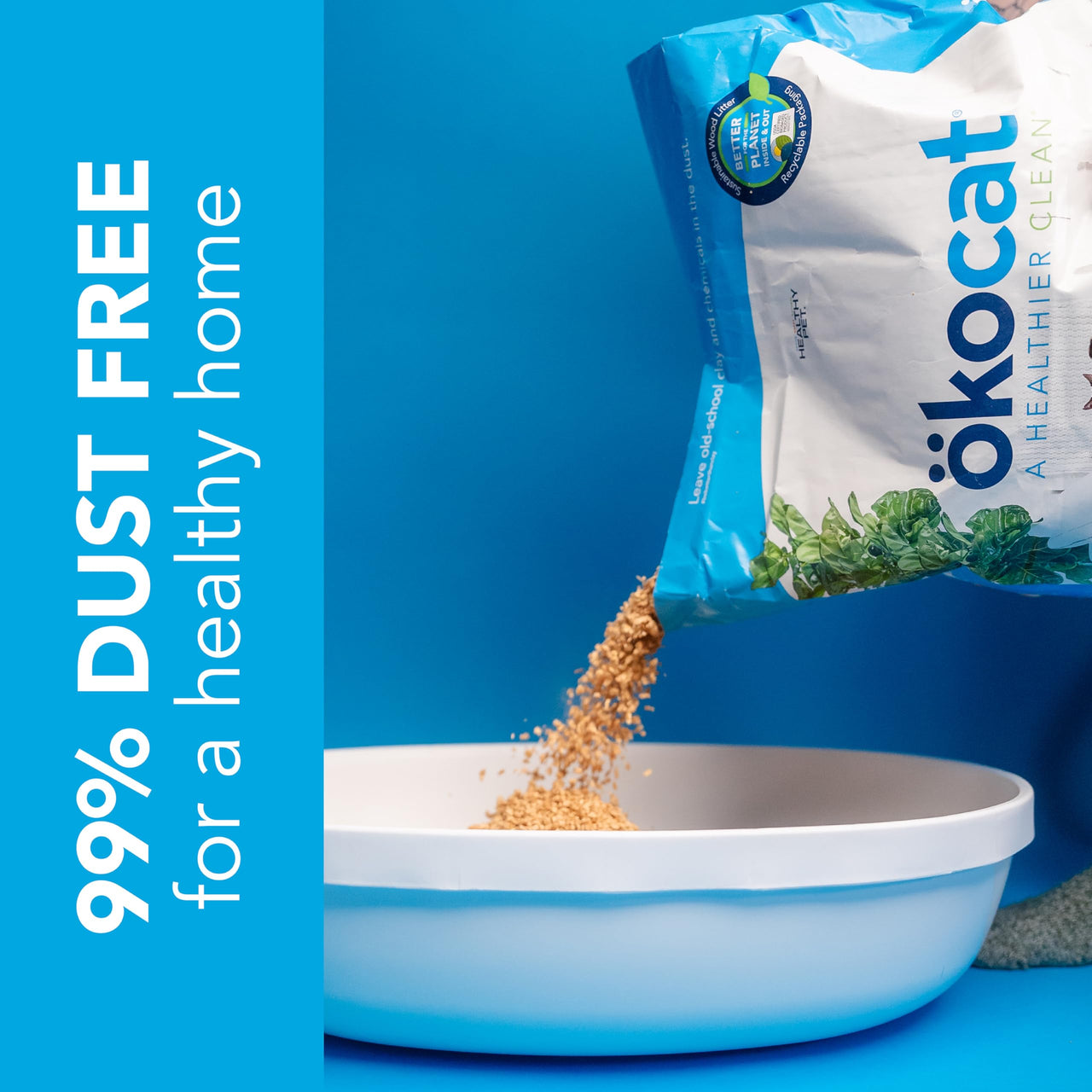 ökocat Original Wood Clumping Cat Litter, Unscented, 18.8 pounds - Natural Ingredients, Stops Odor, Clumps Solid, 99% Dust Free, Great for All Cats