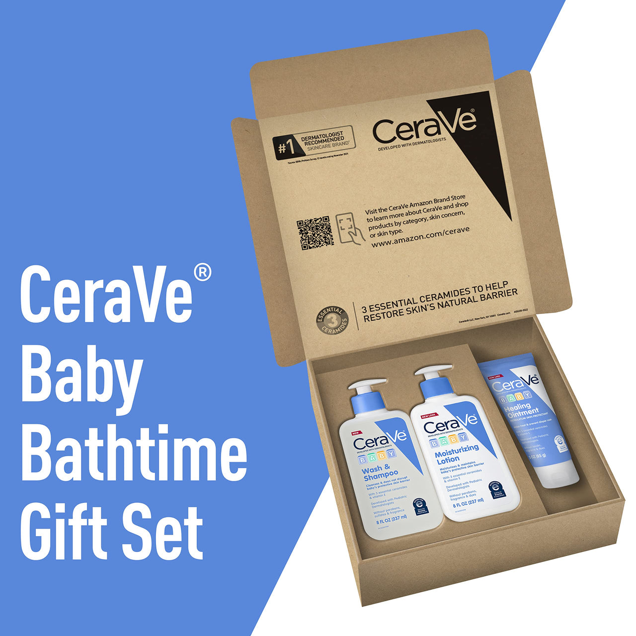 CeraVe Baby Bath Set, 8oz Wash & Shampoo + 8oz Moisturizing Lotion + 3oz Healing Ointment, Fragrance, Parabens, Phthalates, & Tear Free Baby Bath Essentials