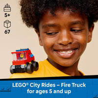 Thumbnail for LEGO City Rides – Fire Truck Building Toy for Kids - Emergency Pretend Play for Boys & Girls, Ages 5+ - Toy Truck W/Raisable Ladder & Firefighter Junior Minifigure - Gift Idea for Birthdays - 60482