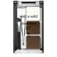 Thumbnail for wet n wild Ultimate Eyebrow Makeup Kit, Long-Lasting Matte Brow Powder, Tweezers, Wax & Brush, Built-In Mirror, Purse-Friendly Compact - Dark Brown