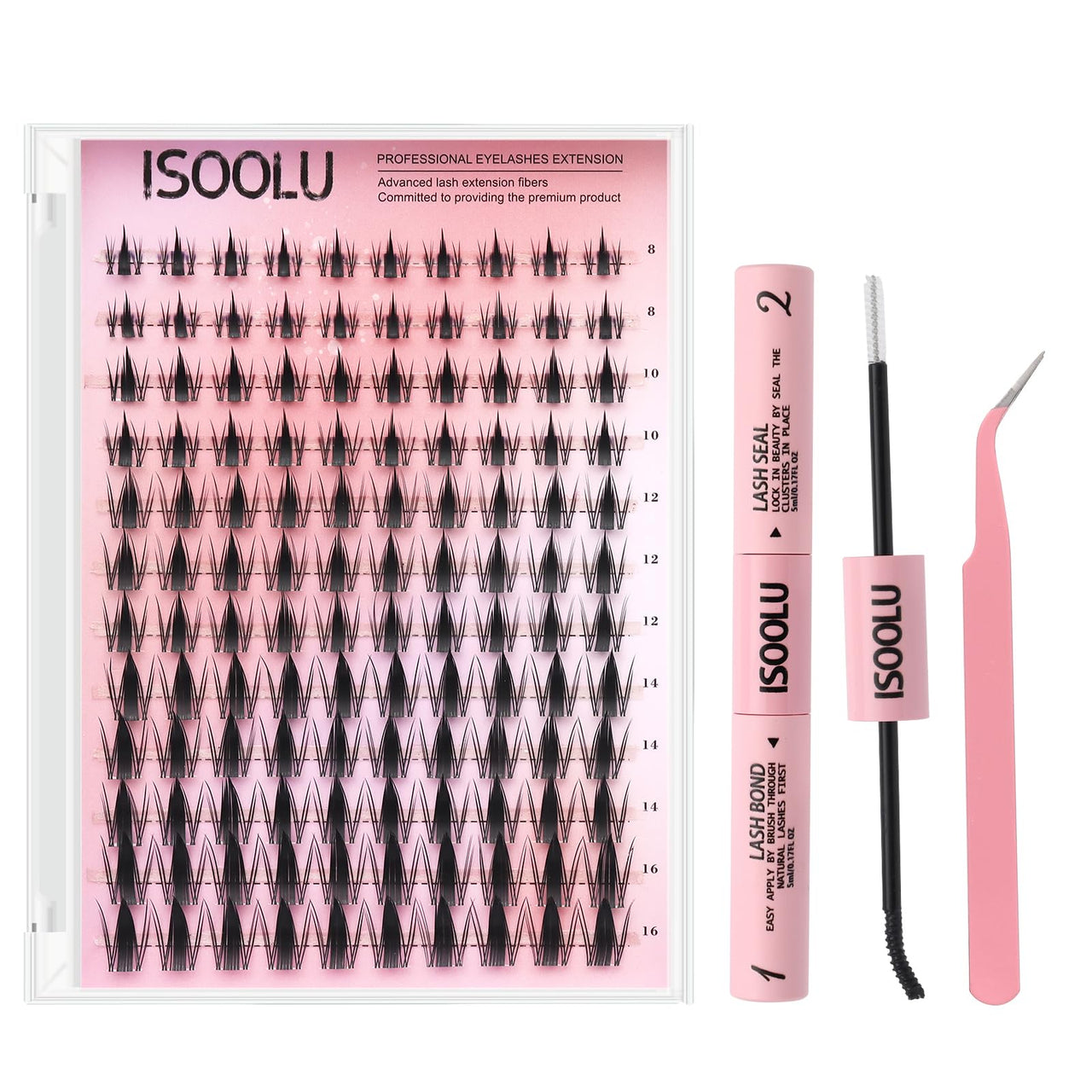 ISOOLU Lash Clusters Manga Individual Lashes C Curl Wispy Eyelash Clusters WideSpan Eyelash Extension Kit with Lash Bond and Seal Wet-Look Spiky Cluster Lashes (Aesthetic‌ Kit)