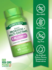 Thumbnail for Nature's Truth Probiotics with Enzymes | 60 Capsules | for Men and Women | Non-GMO & Gluten Free Digestive Health Supplement