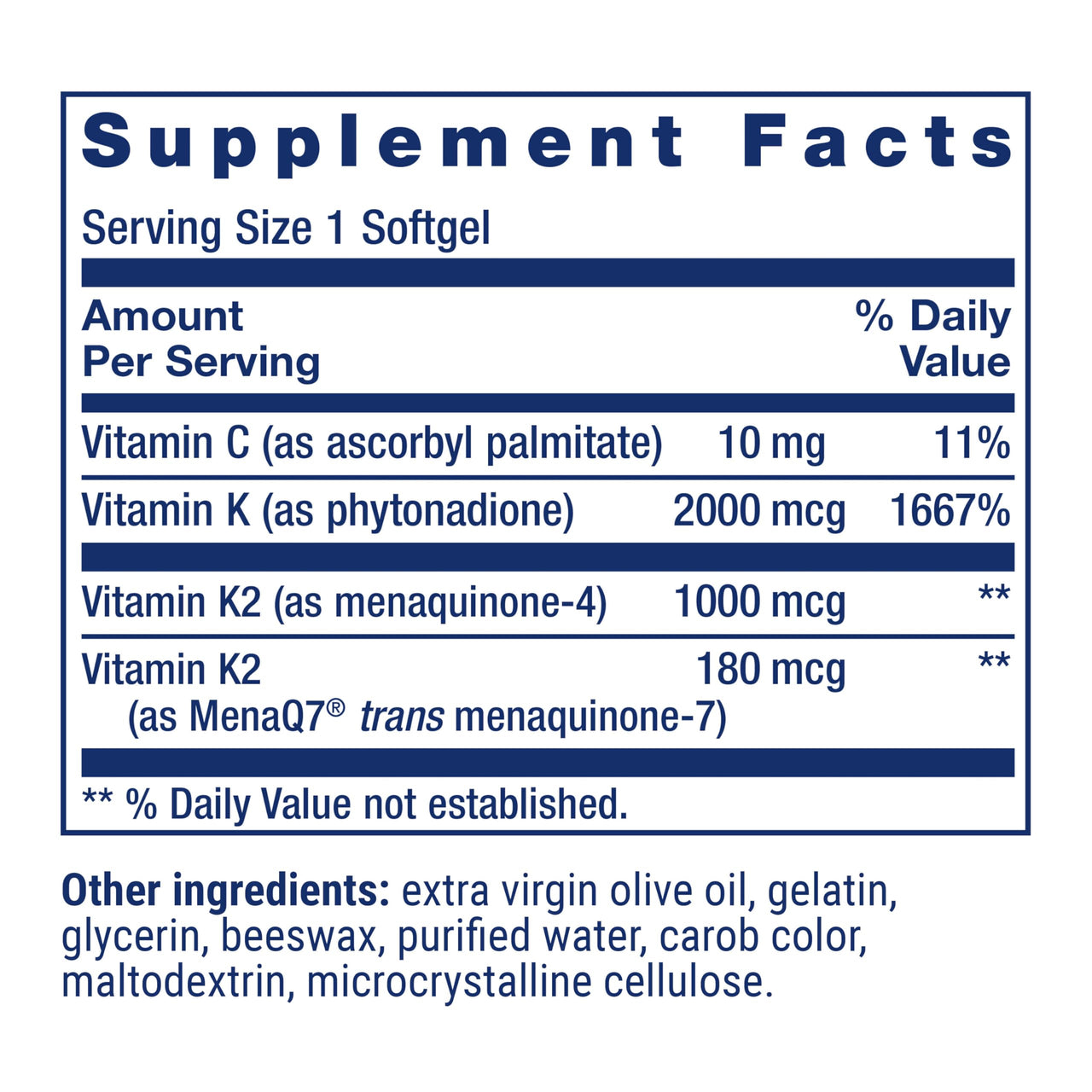 Life Extension Super K, vitamin K1, vitamin K2 mk-7, vitamin K2 mk-4, vitamin C, bone/heart/arterial health, 3-month supply, Gluten-Free, 1 Daily, Non-GMO, 90 softgels