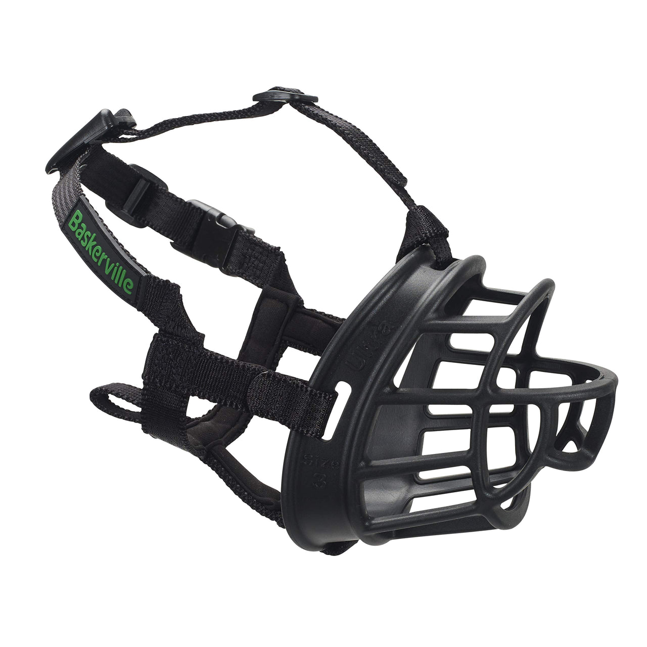 Baskerville ULTRA Muzzle - Patented Humane Design, Breathable, Dog can Pant and Drink, Adjustable, Padded, Dog Training Muzzle for Small Dogs, Prevents Biting, Wildlife Scavenging (Size 2, Black)