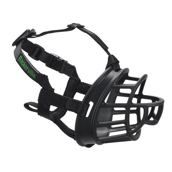 Baskerville ULTRA Muzzle - Patented Humane Design, Breathable, Dog can Pant and Drink, Adjustable, Padded, Dog Training Muzzle for Large Dogs, Prevents Biting, Wildlife Scavenging (Size 6, Black)