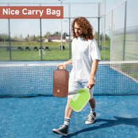 Thumbnail for HUDEF Pickleball Paddles, USAPA Approved Pickle Ball Paddles Set of 2, Graphite and Fiberglass Pickleball Paddles, Polypropylene Honeycomb Core Paddle Rackets, 4 Outdoor Balls and Carry Bag Green