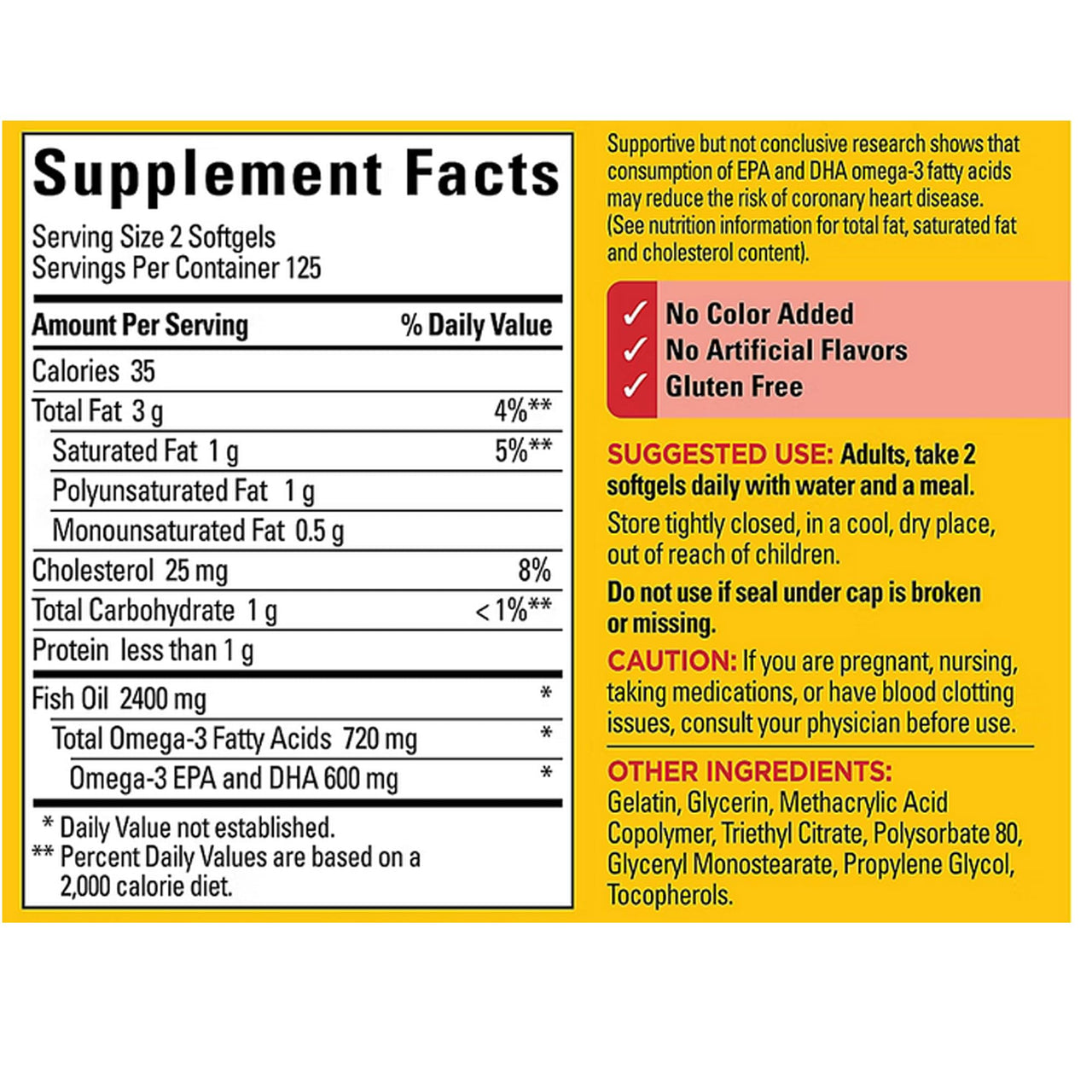 Nature Made Burp-less Fish Oil, 1200 Mg, 360 mg Omega-3, 250 Liquid Softgels