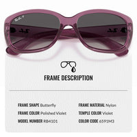 Thumbnail for Ray-Ban RB4101 JACKIE OHH TRANSPARENT POLARIZED Butterfly Shaped Sunglasses for Men & Women – Includes Official Rayban Eyewear Kit – Ideal Formal & Casual Wear Sunglasses – Grey Gradient Lens
