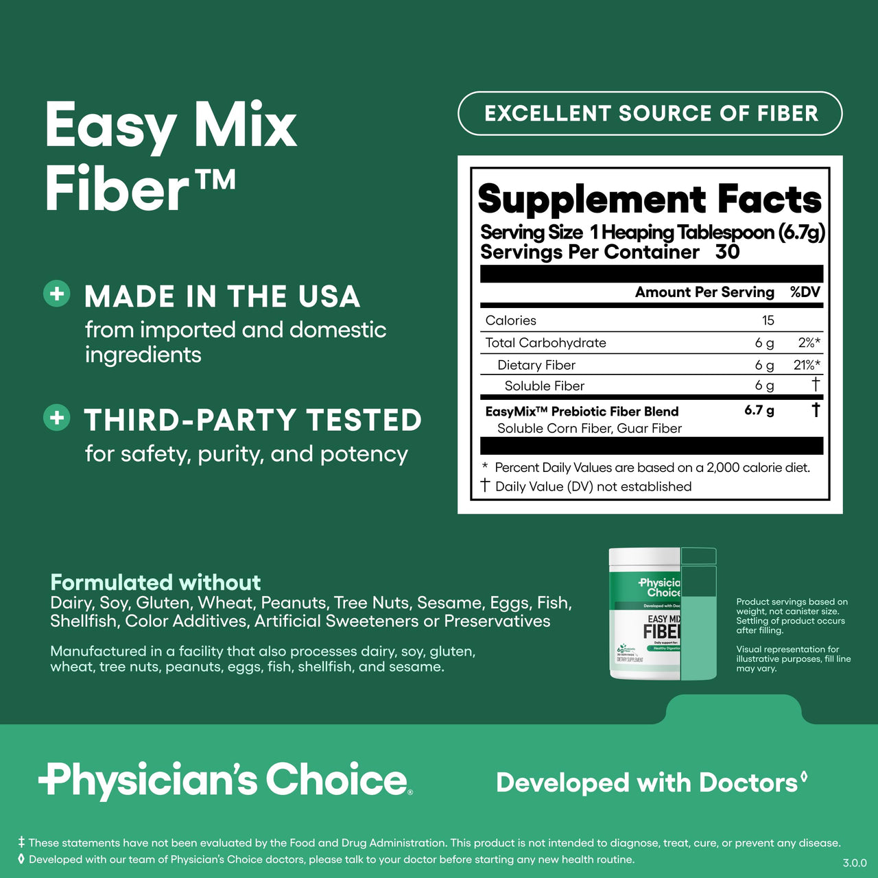Physician's CHOICE Complete Gut Support System Bundle: Easy Mix Fiber, Digestive Enzymes, 60 Billion Probiotic & Bloat + Gas Probiotic