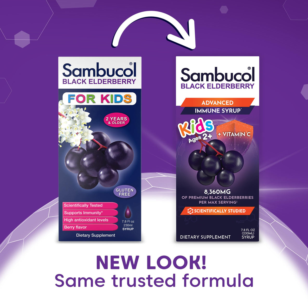 Sambucol Black Elderberry Syrup for Kids - Elderberry Liquid with Vitamin C for Kids, No Artificial Flavors, High Antioxidants, Daily Wellness Support, Berry Flavor - 7.8 Fl Oz