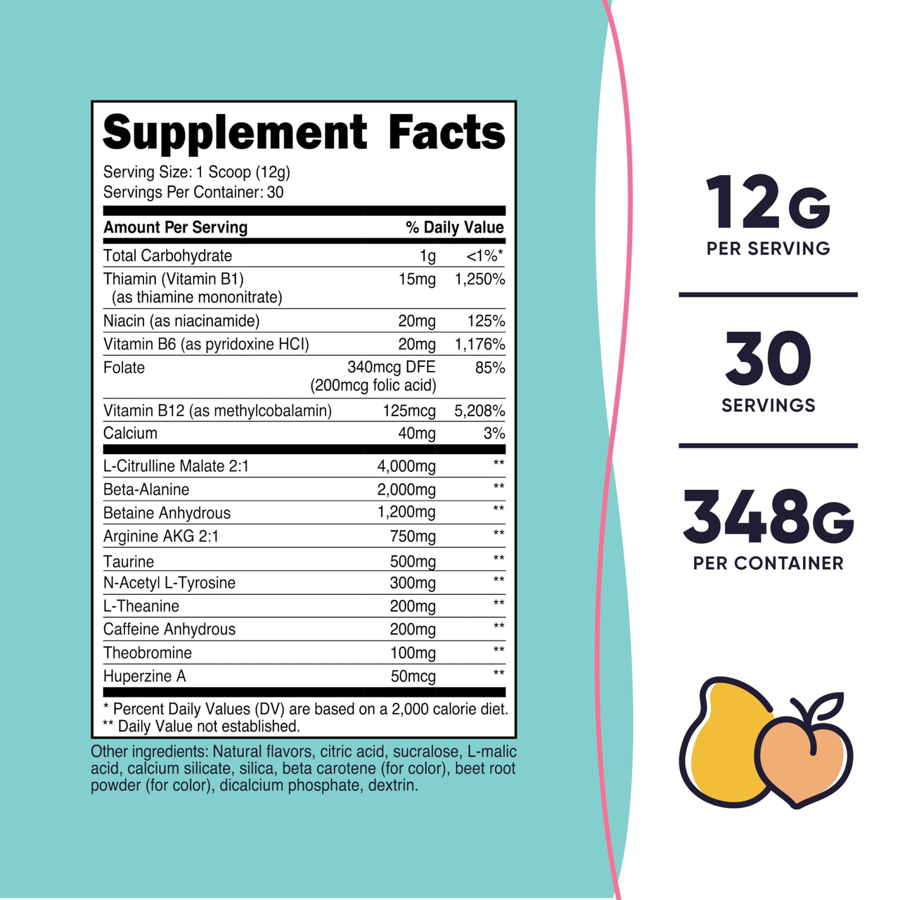 Nutricost Pre-Workout Powder for Women, Peach Mango, 30 Servings