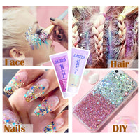 Thumbnail for DAGEDA Body Glitter Gel, Face Glitter Body Gel Sequins Shimmer Liquid Eyeshadow, Chunky Glitter for Face Hair Nails, Holographic Cosmetic Laser Powder Festival Glitter Makeup 50ml(White)
