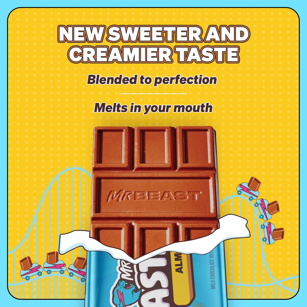 MrBeast Feastables Almond Milk Chocolate Bar, King Size, 10 Count, Roasted Almond Chocolate Candy, Fairtrade Cocoa, 2.1oz Each