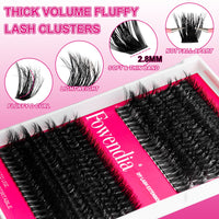 Thumbnail for Fowendia Lash Clusters Kit Fluff 80D 100D Individual Lashes D Curl Cluster Eyelash Extensions 10-18mm DIY Lash Extension Kit Lash Bond and Seal Waterproof, Lash Applicator, Thick False Eyelashes Kit