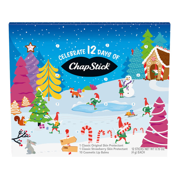 Image 1 of ChapStick 12 Days of Holiday Advent Calendar Lip Balm Gift Set - 0.15 Oz