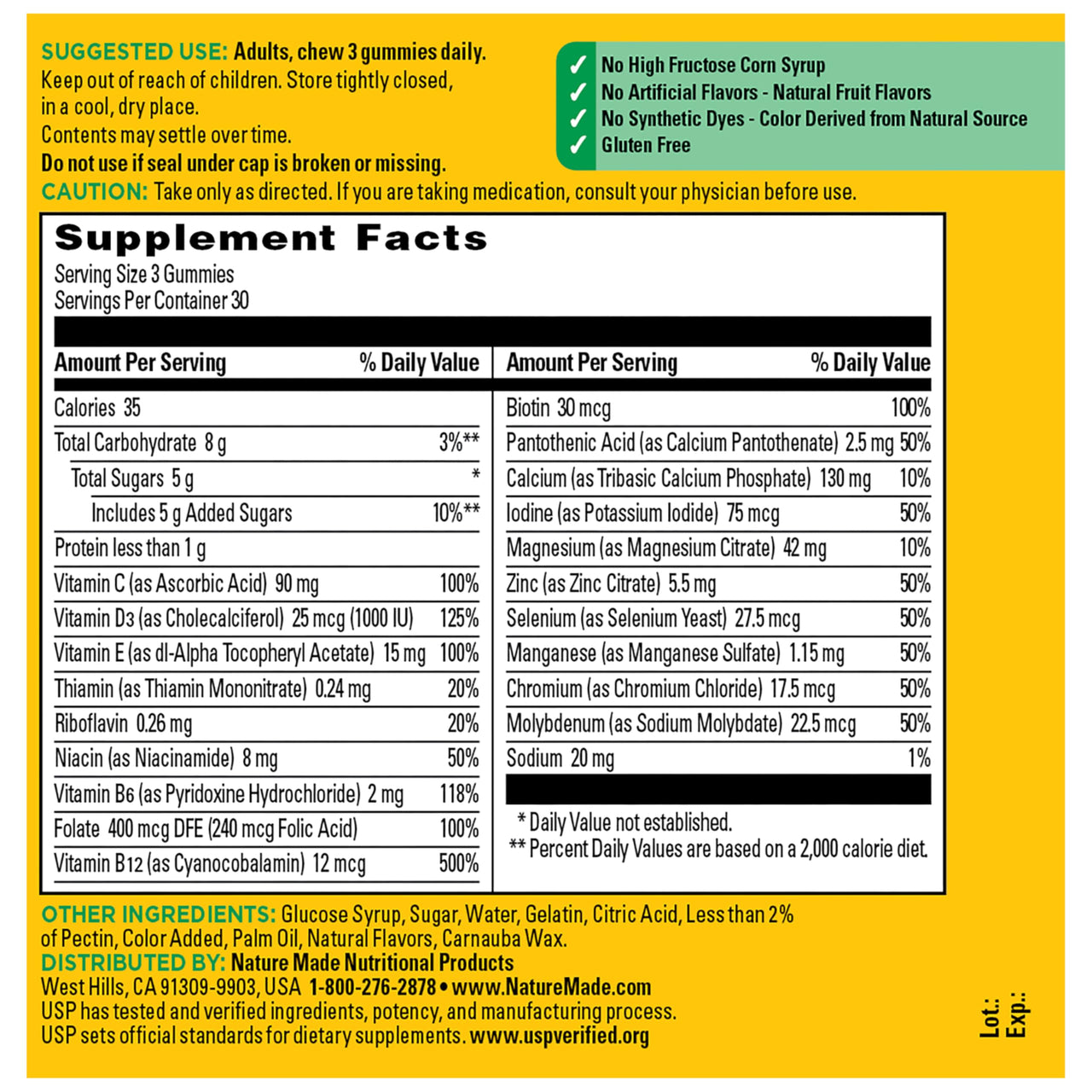 Nature Made Advanced Multivitamin Gummies for Adults, Women's and Men's Multivitamin Gummies with Magnesium Citrate, Calcium & B Vitamins, Daily Support, 90 Gummies, 30 Day Supply