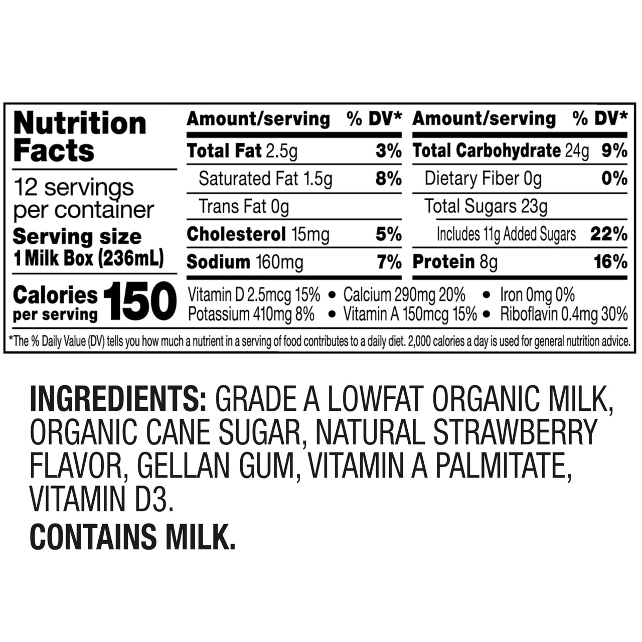 Horizon Organic Shelf Stable 1% Lowfat Strawberry Milk Boxes, 8 fl oz, 12 Count - 8g Protein per Serving, USDA Organic UHT from Pasture-Raised Cows, Ready to Drink for Lunchbox, Travel, or On-the-Go, No Refrigeration Needed