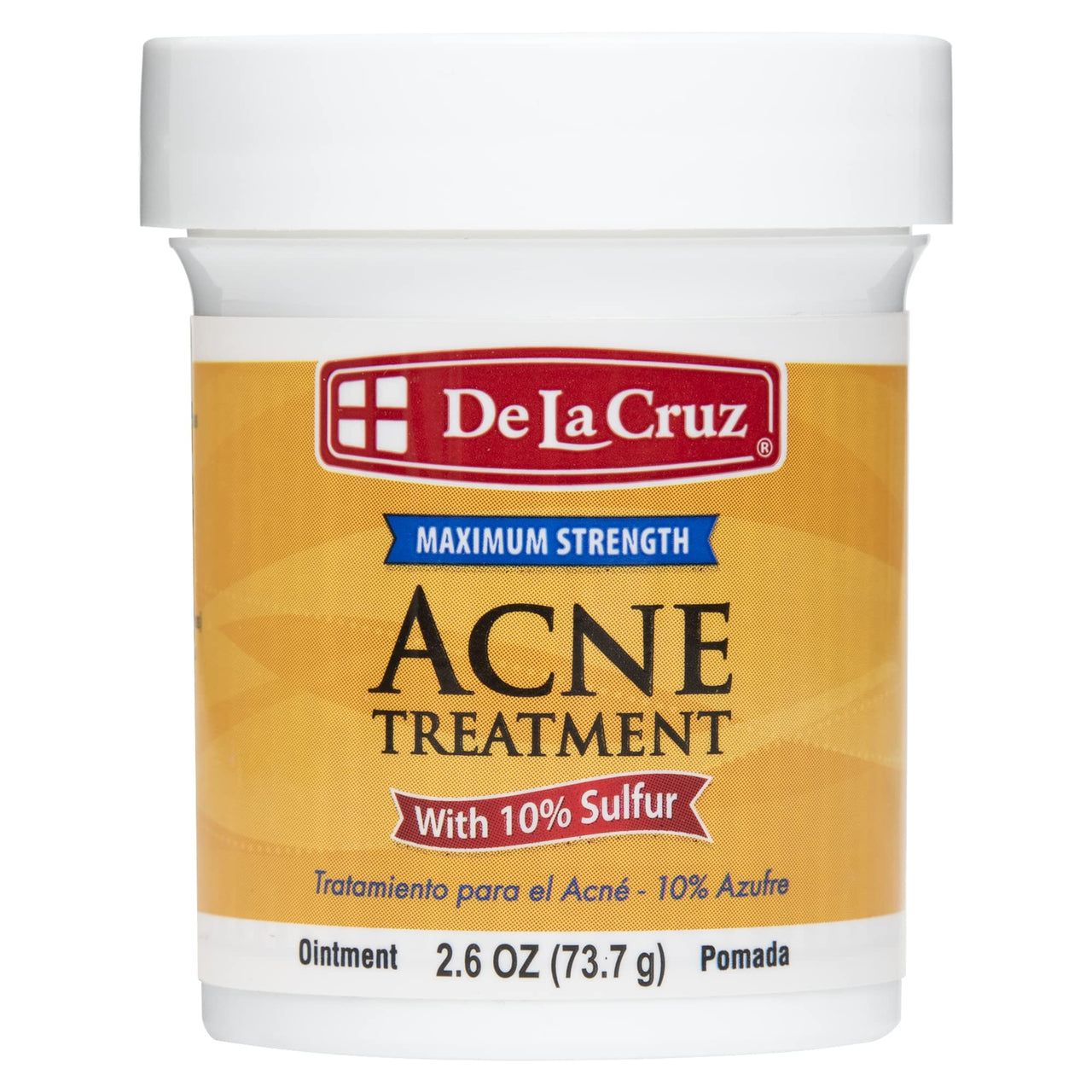 De La Cruz 10% Max Strength Sulfur Ointment Acne Treatment, Allergy-Tested, No Preservatives, Fragrances or Dyes, Made in USA 2.6 OZ Plus 2 Sulfur Soaps