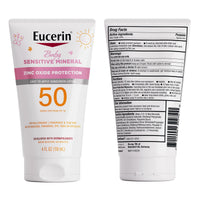 Thumbnail for Eucerin Sun Sensitive Mineral Baby Sunscreen Lotion SPF 50 with Zinc Oxide Protection, Hypoallergenic Mineral Sunscreen for Babies, Tear Free and Fragrance Free, 4 Fl Oz Tube