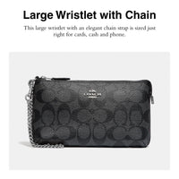Thumbnail for COACH Signature Large Wristlet w Chain