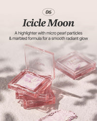 Thumbnail for Glint Marble Highlighter (Icicle Moon, 0.08oz) - Korean Makeup. Inspired Baked for Smooth, Radiant Glow, Long-Lasting Wear. Enriched with Micro Pearl Particles