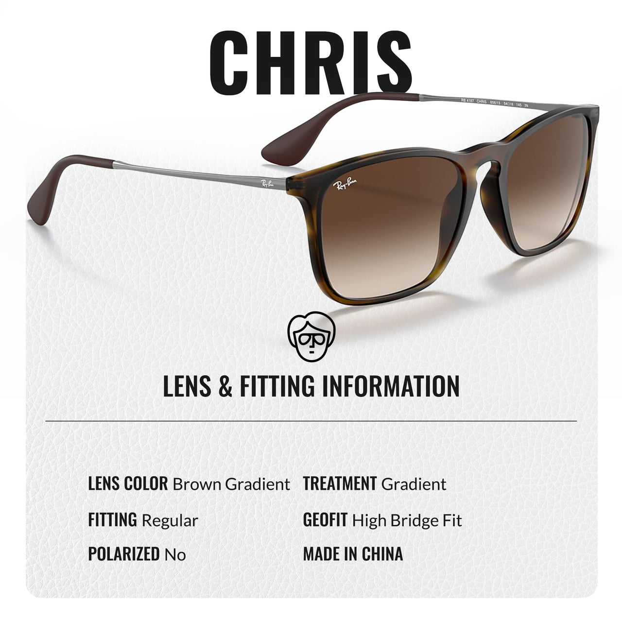 Ray-Ban RB4187 CHRIS Square Shape Sunglasses With Eyewear Kit Bundle - High Bridge Fit - Ideal Formal and Casual Wear Square Sunglasses