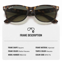 Thumbnail for Ray-Ban RB2132 New Wayfarer Classic Polarized Square Shape Sunglasses for Men and Women- Timeless Classic Sun Glasses with Modern Elegance - Premium UV Protection - Designer Men's & Women's Sunglasses