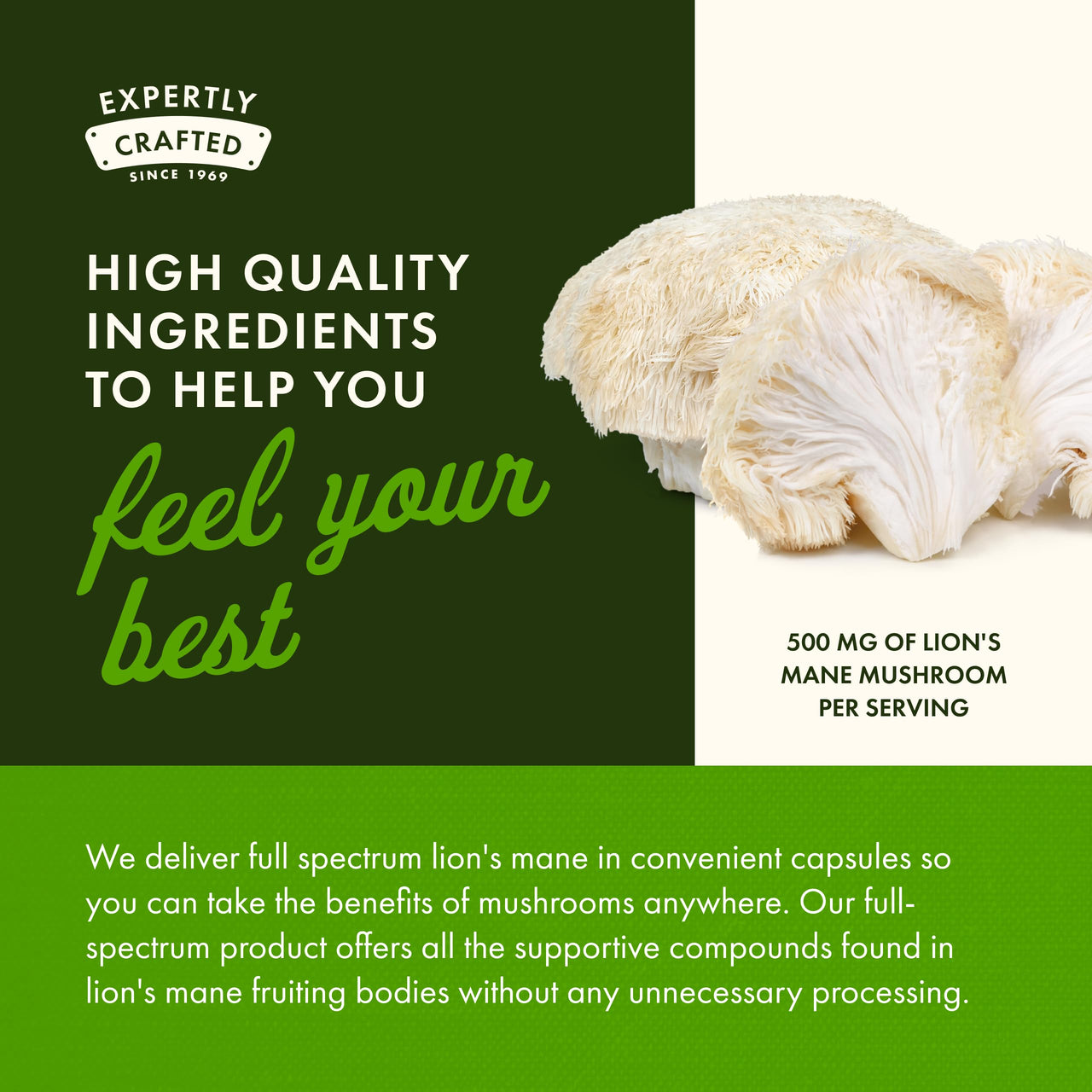 Swanson Full Spectrum Lion's Mane Mushroom - Brain Health Supplement to Support Memory, Focus & Clarity* - May Also Aid Immune, Heart & Digestive Health - Gluten-Free & Non-GMO - 60 Capsules