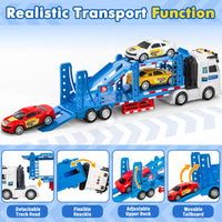 Thumbnail for BainGesk Semi Truck Toys Car for 3, 4, 5, 6, 8 Years Old Boys Girls, Adjustable Double Decker Carrier Truck with Light & Sound, Car Hauler with Trailer Toy, Large Transport Toy Gifts for Toddler