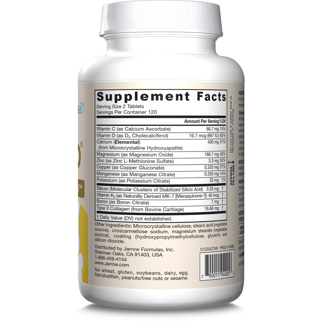 Jarrow Formulas® Ultra BoneUp®, Includes MK-7 and Silicon for Added Bone Support, 240 Bone Health Tablets