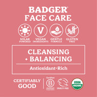 Thumbnail for Badger Rose Face Cleansing Oil, Organic Facial Cleanser & Makeup Remover, Non-Greasy Moisturizing Skin Balancing Gentle Face Cleanser w/Pure Rose Oil, 2 fl oz Glass Bottle