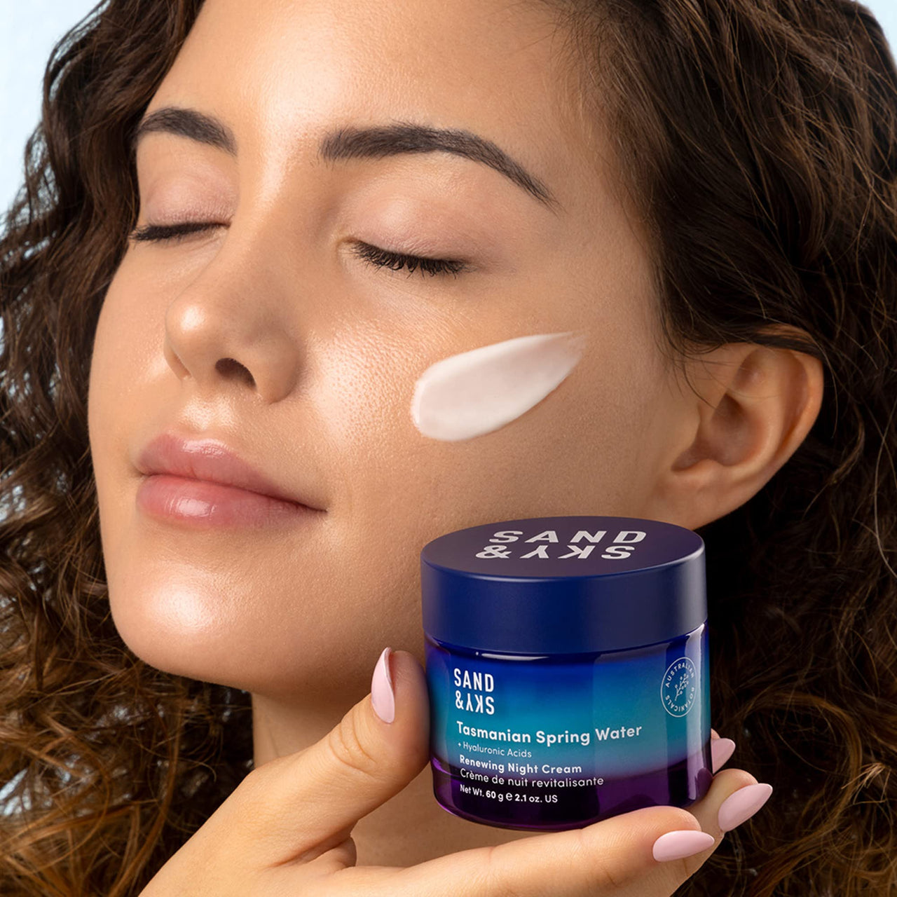 Sand & Sky Tasmanian Spring Water Deep Hydration Night Cream with 3x Hyaluronic Acid - Anti-Aging Repair Cream for Wrinkles, Boosts Collagen Production