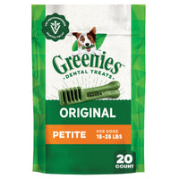Thumbnail for Greenies Veterinarian-Recommended Adult Natural Dental Dog Treats Petite Size, Dog Dental Chews, Original Flavor, 12 oz. Pack, 20 Count