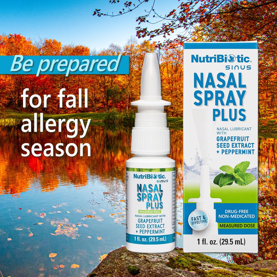 NutriBiotic Nasal Spray Plus 1 Fl Oz | Nasal Lubricant Plus GSE, Xylitol & Botanical Extracts | Moisturize & Help Flush Irritants from Nasal Passages | Measured Dose Pump | Drug-Free & Non-Medicated
