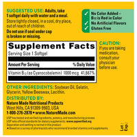 Thumbnail for Nature Made Vitamin B12 1000 mcg, Dietary Supplement for Energy Metabolism Support, B12 Vitamins 1000 mcg, 150 Softgels, 150 Day Supply